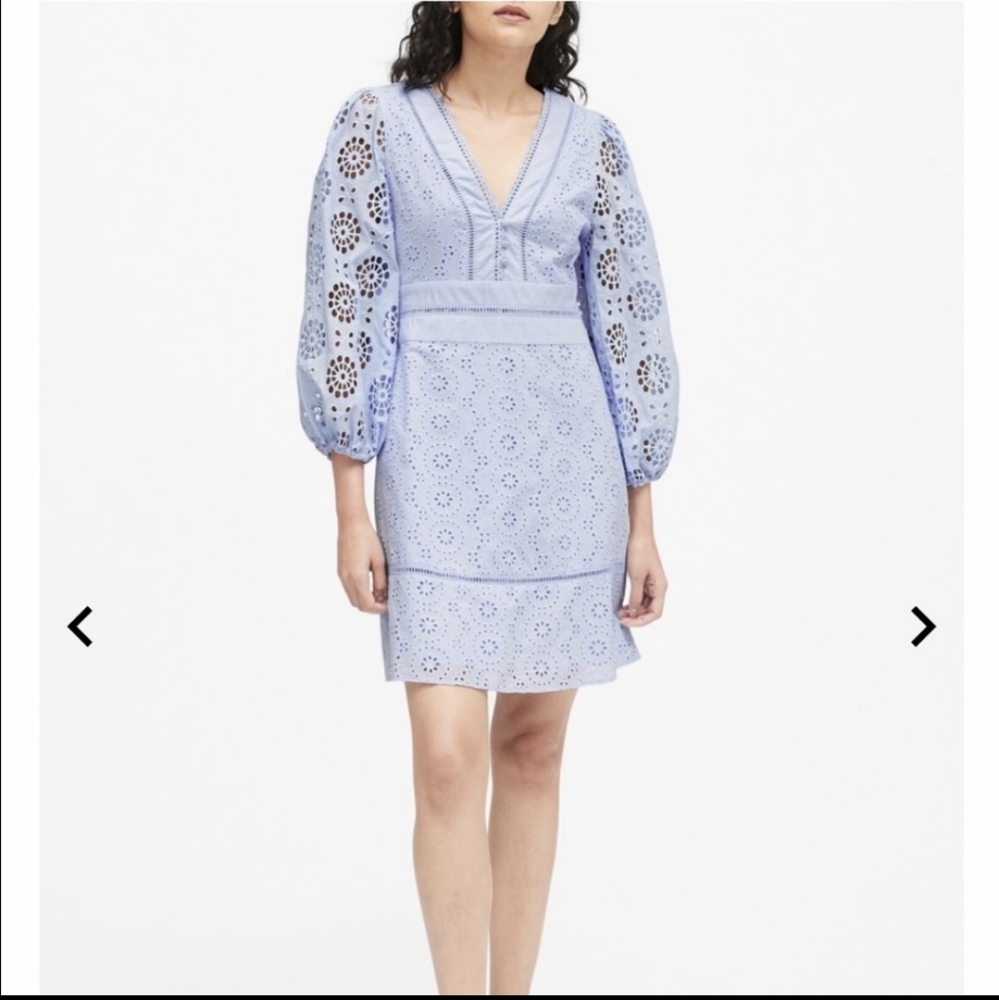 Banana Republic Light Blue Eyelet Mini Dress, Size 4